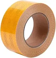 ONTWIE Adhesive Reflective Tape Waterproof, 2inch Outdoor High Visibility Industrial Marking Reflector Tape Heavy Duty Hazard Caution Warning Safety Adhesive Conspicuity Tape - Yellow 32ft