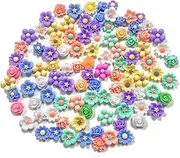 BEZANU Mini Resin Flower, 100 PCS Flatback Flower Charm for Scrapbook, Nail, Phone Case Decor (Bulk)