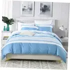 Duvet Cover Queen Size Queen (90"x 90") Cloud Blue/White/Cream (No Comforter)