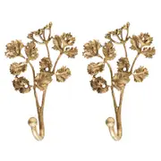 Pewter Single Wall Hanging Hook Sprig - Gold color