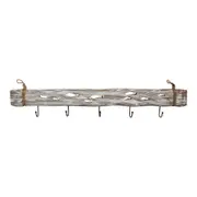 Timber 99cm Salvaged Fish Wall Hanging Metal Hook w/Hanger Organiser Decor White