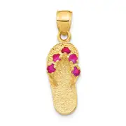 14k Yellow Gold 3D January/CZ Birthstone Flip Flop Pendant