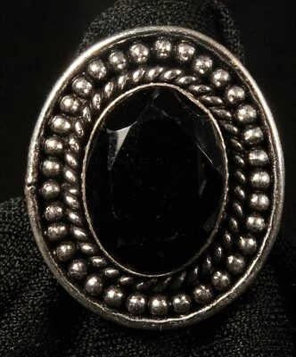 German Silver Black Onyx Stone ring. Size 6