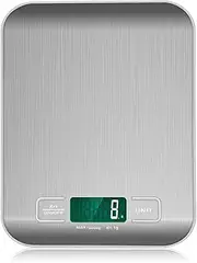 ZONADA Baking Digital Scales 10kg/1g, Kitchen Scale for Food Cooking Coffee, Stainless Steel Anti-Fingerprint with Accuracy LCD Display
