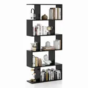 Costway 5-Tier Display Cabinet Cube Bookshelves & Bookcase Storage Furniture Bedroom Living Room Black