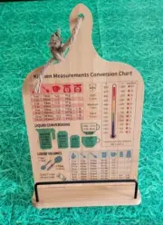 Wood Cookbook,Tablet Stand Hldr, Recipe CookBook Stand W/ Measurements Conversio