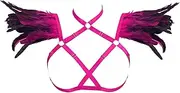 [BYDHSS] Women Feather Strap Chest Bra Body Harness Rave Feather Shoulder Wing Plus Size Gothic Halloween Punk Festival Party Clothing