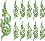 uxcell 10 Pack 6.9" Embroidery Appliques for Sewing, Embroidered Applique with Gold Trimming Floral Sew Iron on Patch for DIY Sewing Crafts Wedding Clothing Decor, Green