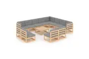 13 Piece Garden Lounge Set with Cushions Solid Pinewood vidaXL