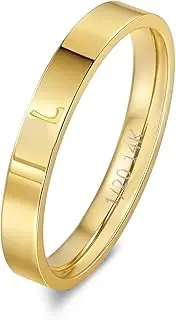 [YURZA] 14K Gold Filled Initial Rings for Women Non Tarnish Thumb Rings Wedding Bands for Women Stackable Personalized Letter Rings for Men