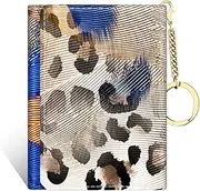 [Rouidr] Womens Wallet, Small Slim RFID Card Wallets for Women, Trifold Leather Clutch Card Wallet Organizer, Cute Front Pocket Purse with 7 Card Slots & ID Window & Keychain, Abstract Leopard, Fashion