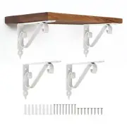 4 Pcs Decorative Shelf Brackets, 200mm/8 Inch Floating Shelf Brackets, White