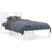 Metal Bed Frame with Headboard White 90x190 cm