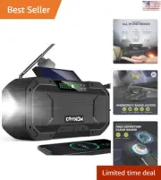 Emergency Radio Hand Crank Solar Powered, Portable Waterproof Bluetooth Speaker