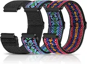 Stretchy Nylon Band for Samsung Galaxy Watch 6/5/4,Galaxy Watch 4/6 Classic,Garmin Vivoactive 5/Vivoactive 3,Garmin Venu 2 Plus/Venu sq/Venu Band,Garmin Forerunner 645/245 Music Elastic Band