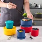 Round Silicone Lunch Box Food Grade School Lunch Container Refrigerator