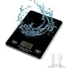 Kitchen Scale Digital Food Scale 10kg/22lb-Rechargeable w/Glass Platform (Black)