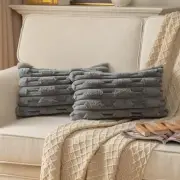 Pack of 2 Boho Striped Decorative Throw Pillow 20" x 12" (Pack of 2) Grey