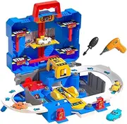 Generic Children's Track Toy Set with Cars and Buildable City Storage for Birthday Celebration, Blue