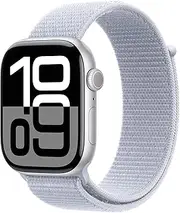 Apple Watch Series 10 [GPS, 46mm] Silver Aluminium Case with Blue Cloud Sport Loop