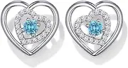 JD&P Rose Gold/Silver Heart Stud Earrings Set for Women Girls, 18K Gold Plated Cubic Zirconia Birthstone Earrings Jewelry Gifts for Mom Grandma Wife, Christmas Birthday Gifts Ideas for Her