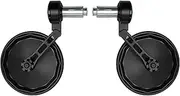 FENRIR Motorcycle Handlebar Bar End Mirror CNC Aluminum Black Round Cafe Racer foldable Anti-vibration Anti-glare Large field of view universal 7/8" 22MM For Sport Naked Street Bike Cruiser Scooter