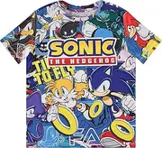 [SEGA] Boys Sonic The Hedgehog Shirt - Featuring Sonic, Tails, and Knuckles - The Hedgehog Trio - Official T-Shirt