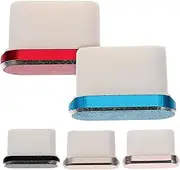 KOMBIUDA 5Pcs Type C Plug Dust Protectors Aluminum Alloy Charging Port Cover for Smartphones Dust Caps Compatible with USB C Devices for Mixed Colors