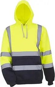 Yoko Mens High Visibility Pull-Over Hoodie (Pack of 2) (UK Size: L) (Yellow/Navy)