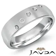 5 Bezel Round Diamond Wedding Solid Band 14k White Gold Men Half Eternity 0.25Ct