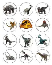 Dinosaur Edible Cupcake Toppers Icing Jurassic Park Cake Decorations (2 Sizes)