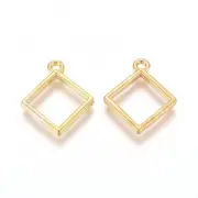 Open Back Bezel Diamond Square Charm (14mm x 11mm)