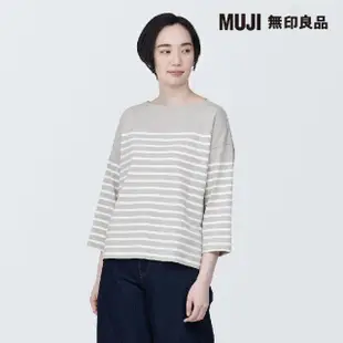 【MUJI 無印良品】女有機棉橫紋船領七分袖T恤(共6色)