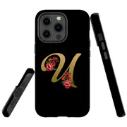 For Apple iPhone 13 Pro Case, Armour Back Cover, Embellished Letter U
