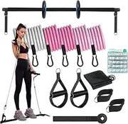 Pilates Bar Set for Women, Pilates Set for Home Training, Pilates Training Bar, Portable Pilates Exercise Bar Set with Ab Roller for Full Body Workout, Men and Women