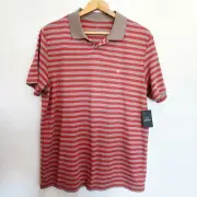 NEW Brixton Red & Gray Striped Polo Size M