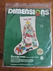 Dimensions Santa & Tree Crewel Embroidery Stocking Kit Arleen Hoeweler