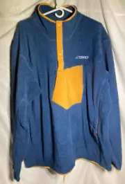Adidas terrex Long Sleeve Polyester Fleece 1/4 Snap Pullover Jacket Men Blue XXL