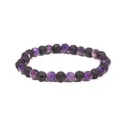 Amethyst & Lava Stone 6mm Diffuser 18cm Bracelet - Courage & Grounding