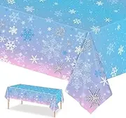 PHOGARY 3 Pieces Christmas Snowflake Tablecloth Birthday Party Decorations Supplies Winter Snowflake Table Cloths for Winter Wonderland Decorations Frozen Party Favors 51 x 86 Inch
