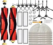 [YBVABE] Replacement Parts for Roborock S6 S6 Pure S6 Maxv S5 S5 MAX S4 S4 Max E4 E20 E25 E35 S50, 30-Pack Accessories Kits, 2 Main Brush, 10 Side Brush, 4 Filter, 6 Mop Cloth & 6 Water Tank Filter