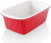 KOOV Ceramic Loaf Pan for Baking Bread, 9 x 5 inch Bread Pan, Rectangular Bread Loaf Pan, Ceramic Bakeware for Cooking, Home Kitchen, Bread Baking Pan Texture Series (Red)