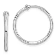 Sterling Silver Rh-Plated 2X24mm Non-Pierced Round Hoop Earrings