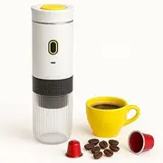 Duckdik Portable Espresso Machine, 3 in 1 Self-Heating 20 Bar Compatible with Small or Large Capsules and Ground Coffee, Rechargeable USB Battery, Ideal for Travel, Office, Camping