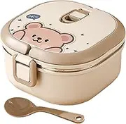 Thermal Lunch Box for Hot Food, 700ml Square Insulated Lunch Box with Tableware Leakproof Food Grade Stainless Steel Bear Pattern Hot Food Lunch Box for Kids-