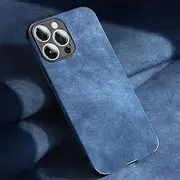 JW Premium Vegan Leather Case for All Models of iPhone 15 – Stylish and Sustainable PU Lamb Skin Leather with Silicone Shock Protection (Blue, iPhone15)