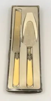 EME Inox Italy Flatware NAPOLEON IVORY Serrated Cake Knife & Serving Spatula Set