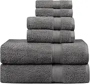 NGIRJKKLL Luxury Bath Towels Set (Pack of 3) | 1 Bath Towel, 1 Hand Towel & 1 Washcloth | 100% Combed Cotton (600 GSM) | Ultra-Soft & Absorbent | Quick-Drying & | Earth-Friendly(Charcoal,6 Piece Set)