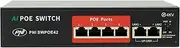 PNI SWPOE42 POE Switch, 4 x 100Mbps POE Ports and 2 x 100Mbps UP Link Ports, 65W, AI Function Extends up to 250m, Lightning Protection 4KV