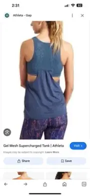 Athleta Women's Gel Mesh Supercharged Tank Built-In Bra Size XL New With Tags!!